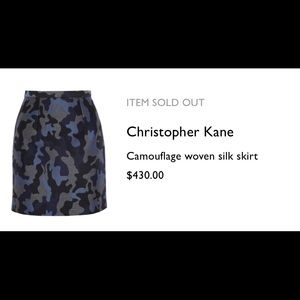 Christopher Hane camouflage skirt sz10